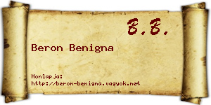 Beron Benigna névjegykártya